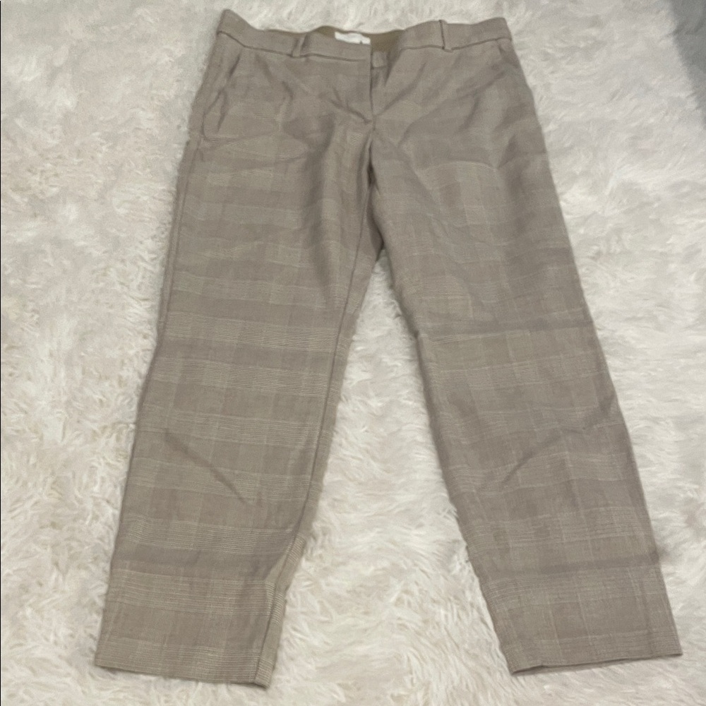 H&M Women's Beige Plaid Straight Leg Pants